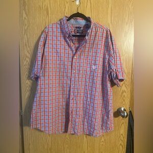 Chaps Men's Blue and Red Plaid Button Down Shirt
